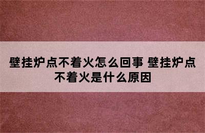 壁挂炉点不着火怎么回事 壁挂炉点不着火是什么原因